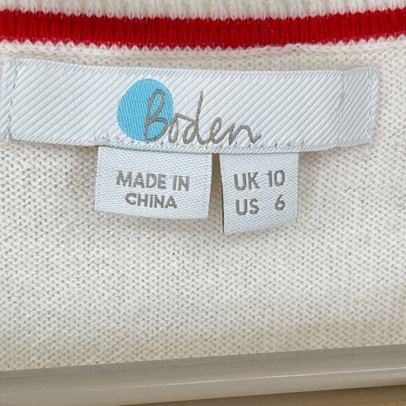 Boden Bernadette Wool Cotton Ruffle Neck Sleeves Cream Sweater Size 6 New - Picture 5 of 6